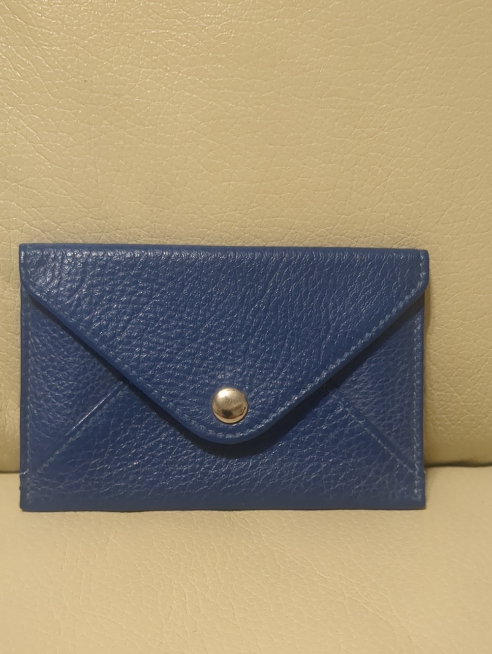 Blue Leather Envelope Card Holder Wallet